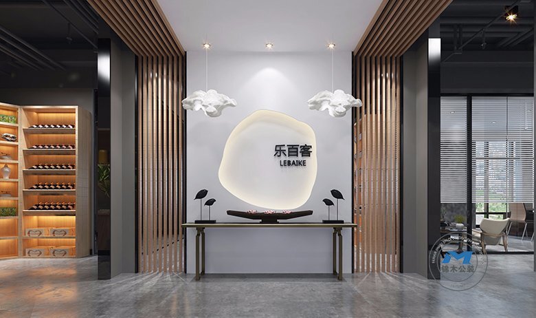 貿(mào)易辦公室裝修設計工業(yè)風效果前臺大廳