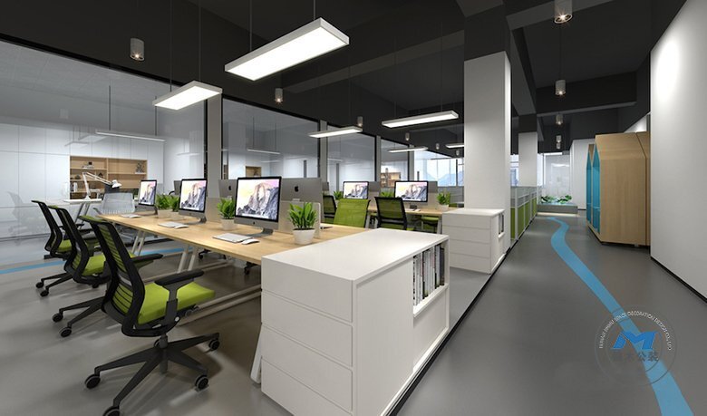 材料企業(yè)辦公展廳裝修設(shè)計效果開放辦公區(qū)