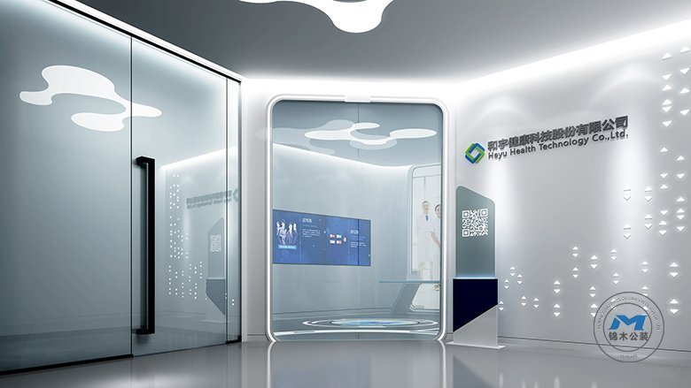 科技風企業(yè)展廳裝修設(shè)計效果入口